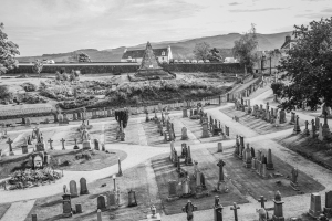 Stirling Castle Old Town Cemetery B/W by Michal Dybowski
